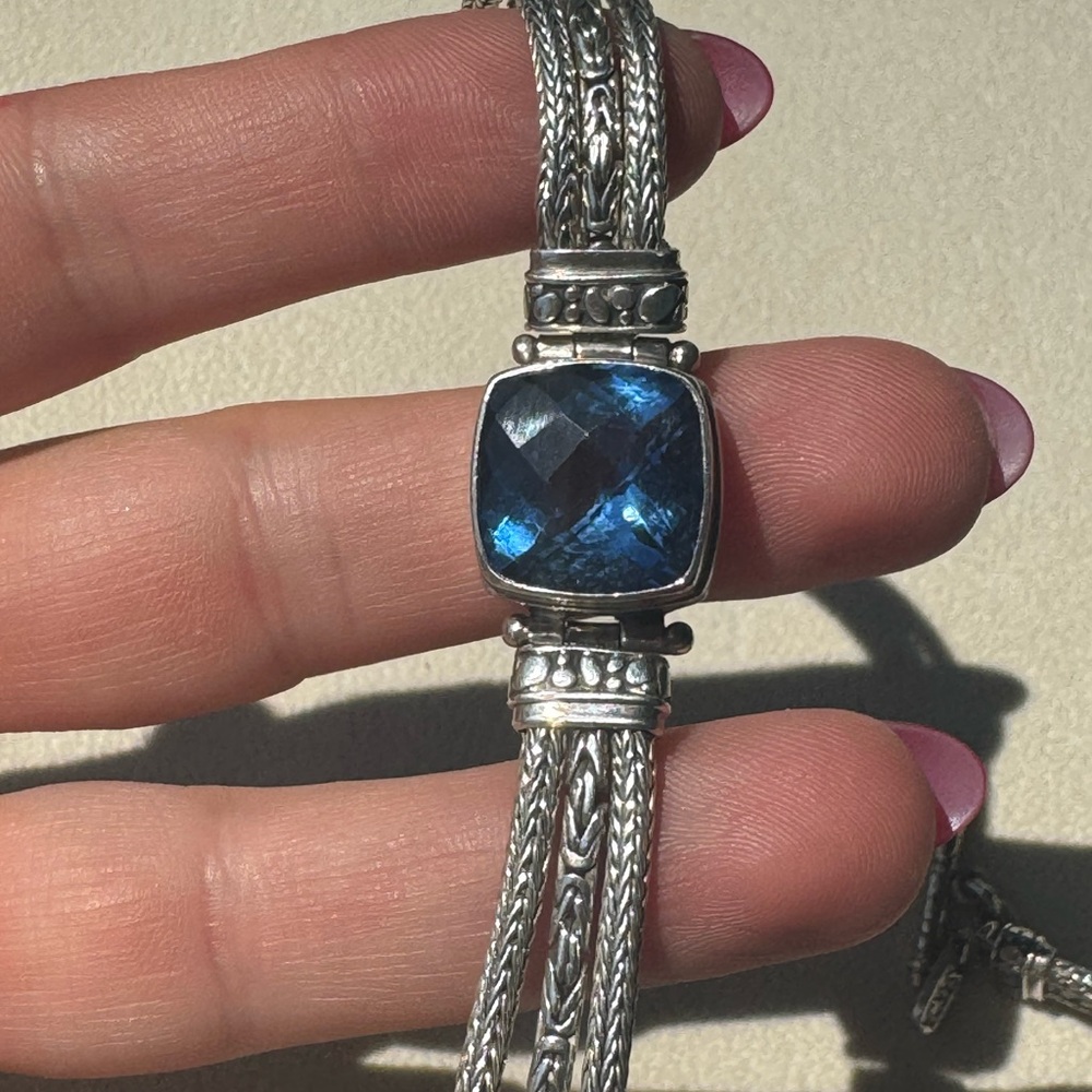 SARDA 925 Sterling Silver lab created Sapphire bracelet 28g - Picture 11 of 15